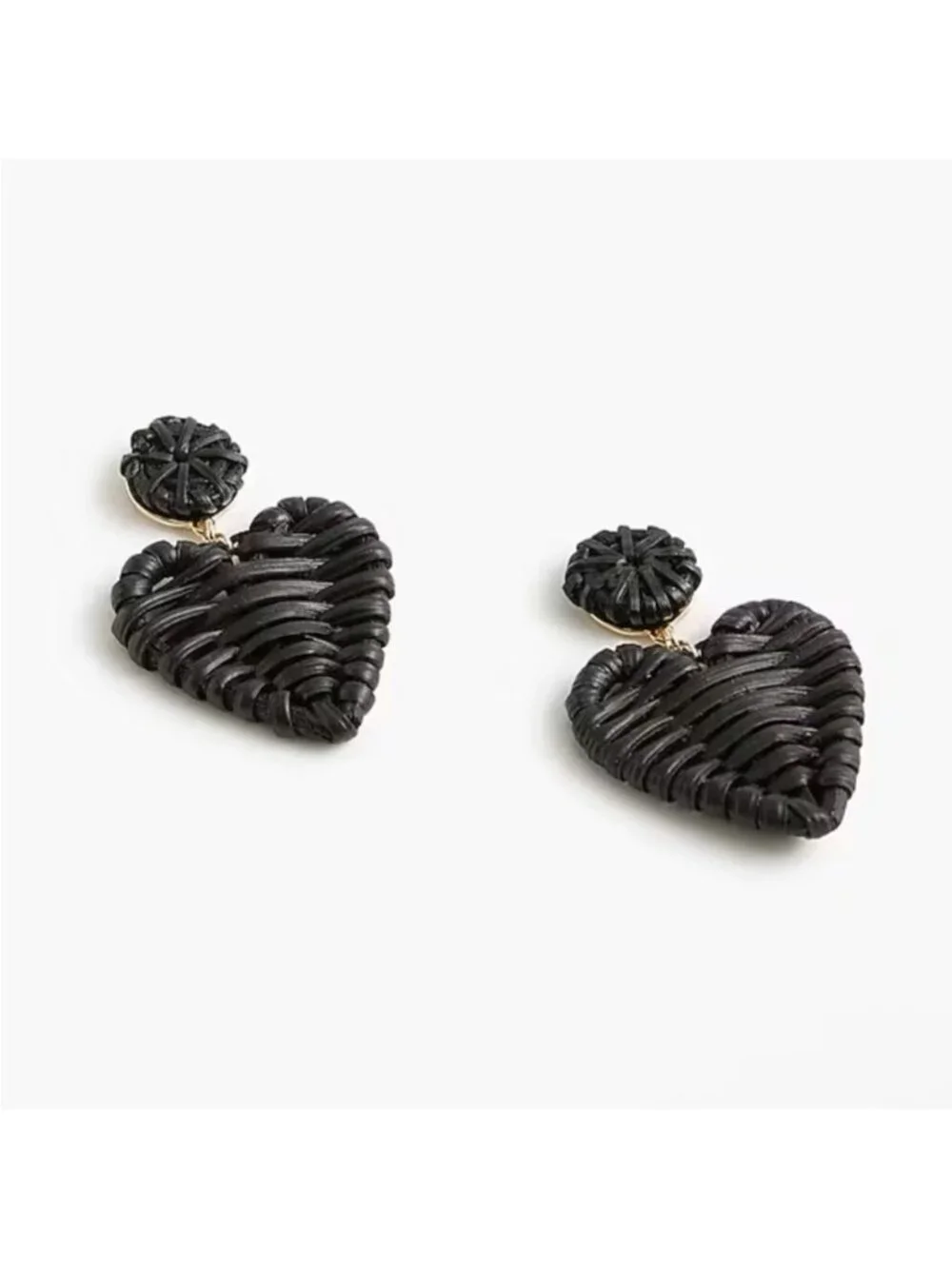 New! JCREW Black Woven Heart Earrings NWT